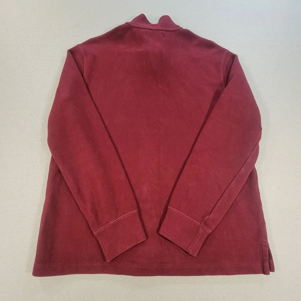 Polo Ralph Lauren Quarter Zip Sweater Ribbed Pullover Burgundy Men's Medium